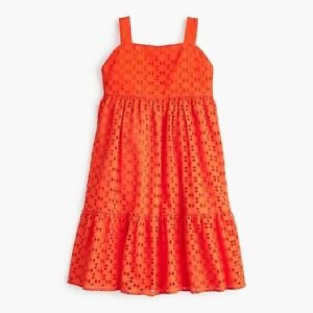 J.Crew girl eyelet orange red dress 8